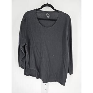 JMS Just My Size Womens Sz 3X Long Sleeve T Shirt Solid Black